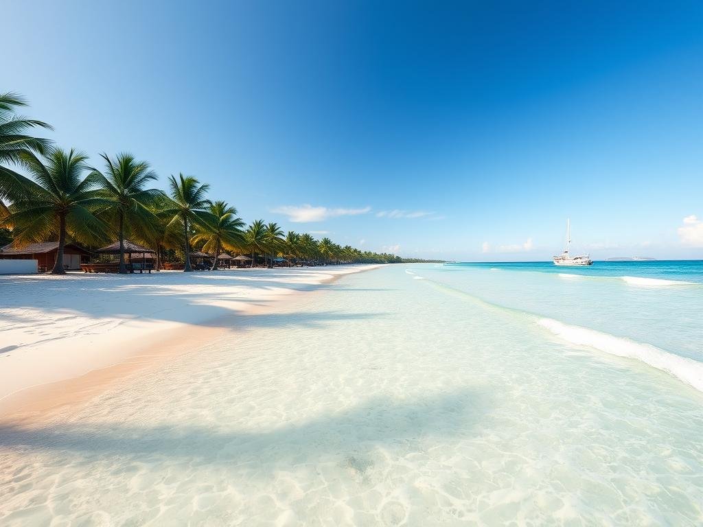 Bantayan Island's Paradise Beach with white sand and coconut trees