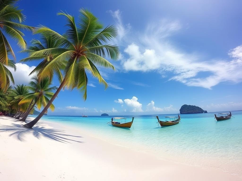 Malapascua Island's pristine Bounty Beach with palm trees and clear waters