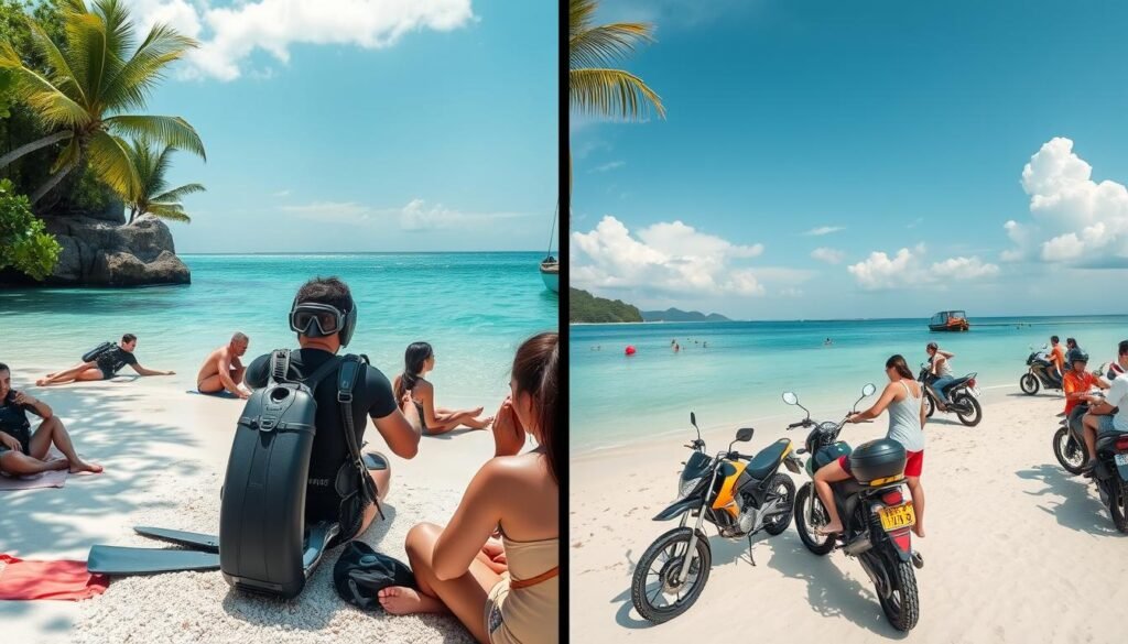 Tourists enjoying different experiences on Malapascua vs Bantayan Island